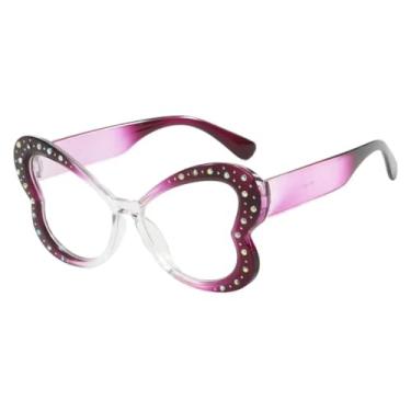 Imagem de Armação de óculos fashion feminina verde transparente anti-luz azul vintage masculina (roxa transparente)