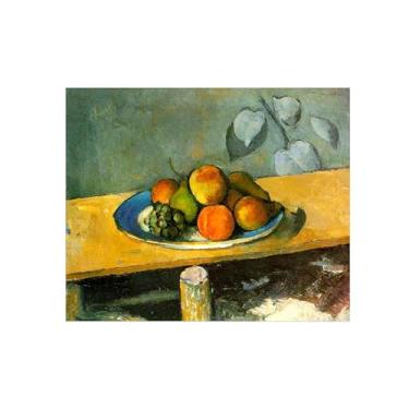 Imagem de Natureza Morta Quadro Parede em Tela-Famosas Pinturas para Sala de Jantar-Pêssegos peras e uvas-Decoração Cozinha Vintage 20x25cm Sem Moldura