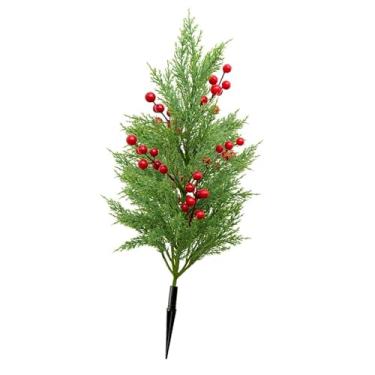 Imagem de Fenteer artificial e cipreste, decoração de Natal para áreas externas com espiga de solo, planta cipreste decorativa para entrada de presente