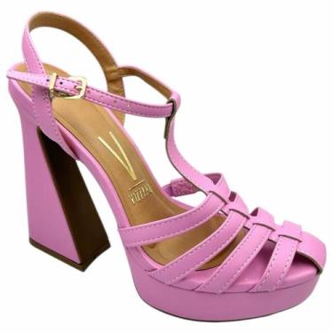 Imagem de Sandália Meia Pata Vizzano Salto Vírgula Alto Feminina 6490.101, Rosa 