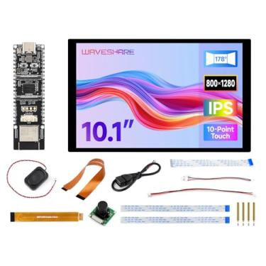 Imagem de Waveshare Placa de desenvolvimento de alto desempenho ESP32-P4-WI-F6, baseada em ESP32-P4 e ESP32-C6, suporta Wi-Fi 6 e Blue-T 5/BLE-Bundle com monitor, alto-falante e câmera-12 itens