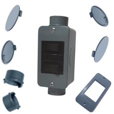 Imagem de KIT Interruptor Triplo Preto Simples 3/4pol + Condulete 4/2 PVC Anti-Chamas (Cinza)