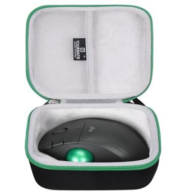Imagem de Tourmate Capa rígida de viagem para Logitech Ergo M570 M575 / Mouse Trackball sem fio Nulea (apenas capa) (Oxford, preto e verde)