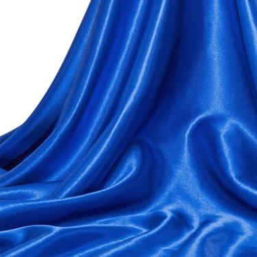 Imagem de Tecido de cetim azul royal da The Yard, 139 cm de largura, tecido de cetim de seda brilhante e macio para costura, vestido de noiva de casamento, decorações, artesanato DIY, 5 metros, azul royal