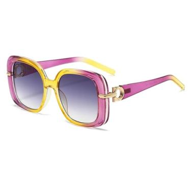 Imagem de HPIRME Óculos de sol femininos da moda, armação grande masculina, proteção e proteção (6164-C4)