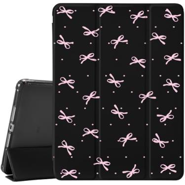 Imagem de JOYLAND Laço rosa compatível com iPad 6ª/5ª geração (modelo 2018 2017 9,7 polegadas), iPad Air 2/Air 1 (9,7 polegadas) com suporte de lápis, capa protetora com suporte de três dobras com parte