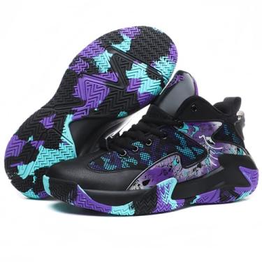 Imagem de Novetra Tênis de basquete masculino antiderrapante, calçados esportivos para atividades ao ar livre, tênis de corrida e treinamento(Black,37 BR)