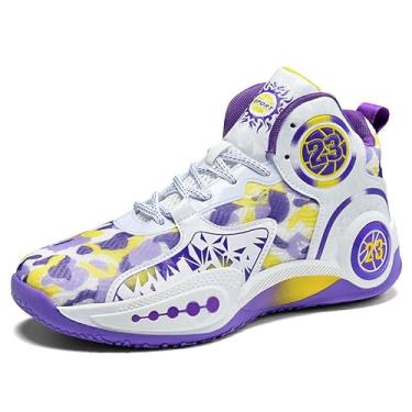 Imagem de Novetra Tênis de basquete masculino de cano alto com design camuflado antiderrapante e respirável, botas esportivas de basquete(Black,39 BR)