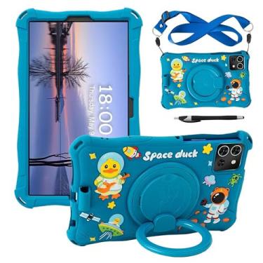 Imagem de Capa de tablet para Xiaomi Redmi Pad SE 22.1 cm 2024 capa de silicone macio antiestresse com suporte de rotação de 360°/suporte para lápis/alça de ombro/caneta para Redmi Pad SE 22.1 cm (azul marinho)