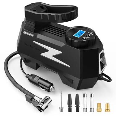 Imagem de FADAKWALT Compressor de ar portátil para insuflador de pneu, bomba de ar de pneu DC 12V com LED e medidor de pressão digital de 150PSI, inflador de pneu portátil para pneus de carro, motocicletas