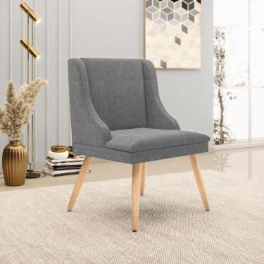 Imagem de Cadeira de Jantar Liz Linho Grafite A26 Pés Palito Natural D03 - D'Ros