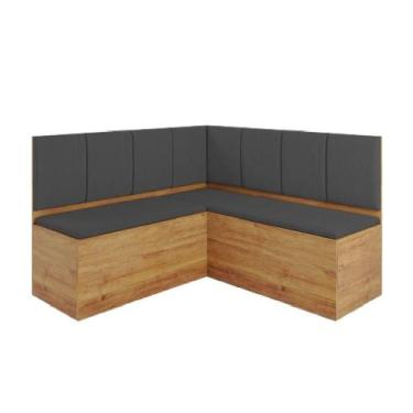 Imagem de Canto Alemão Com Baú Liebe Veludo Viero Madeirado / Cinza - VIERO MÓVE