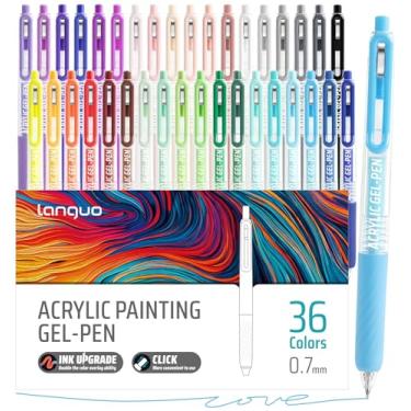 Imagem de Canetas de gel para colorir, canetas coloridas retráteis de 36 cores para papel preto e papel branco, canetas coloridas de ponta fina de 0,7 mm para colorir, escrever, desenhar, diário, anotações