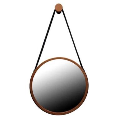 Imagem de Espelho Adnet Redondo 60cm Cobre Alça Preta Com Pino De Pendurar - Red