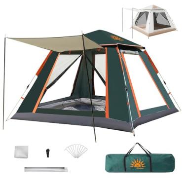 Imagem de Barraca de Camping 2-4 Pessoas Impermeável Automática com Mosquiteiro, Dobrável, Com Vobertura Camping Equipamentos, Upgrade: Impermeável + FPS (Verde)