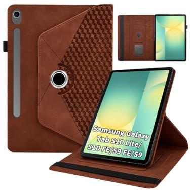 Imagem de Kitzomi Capa giratória para Samsung Tab S10 Lite /S10 Fe/S9 Fe 10,9 polegadas/S9 Tab 360° com suporte de visualização multiângulo para despertar/hibernar, capa protetora de couro PU empresarial