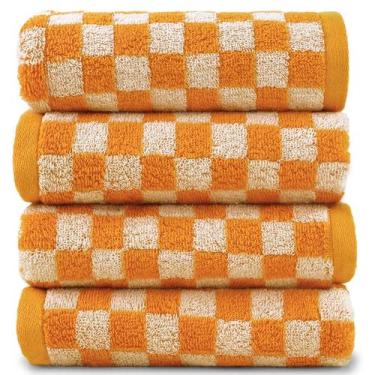Imagem de Toalhas de mão Jacquotha Soft, pacote com 4, laranja, 100% algodão