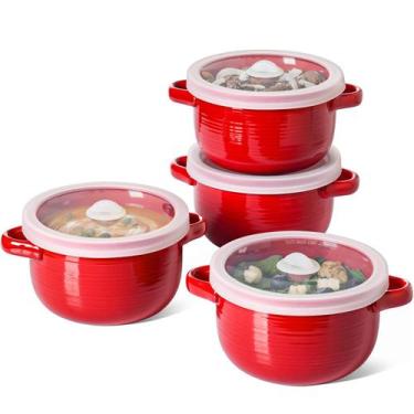 Imagem de Taças de sopa LE TAUCI Ceramic French Cebola 800mL com alça vermelha