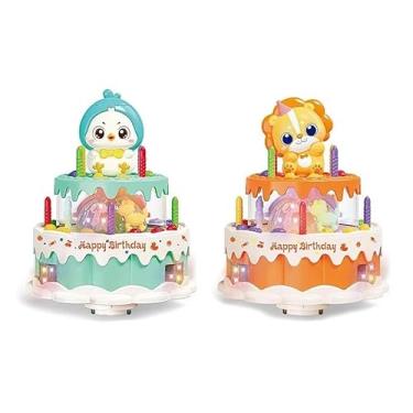 Imagem de Brinquedo de Bolo de Aniversário que Brilha e Rotação Interação de Som e Luz brinquedos para criança