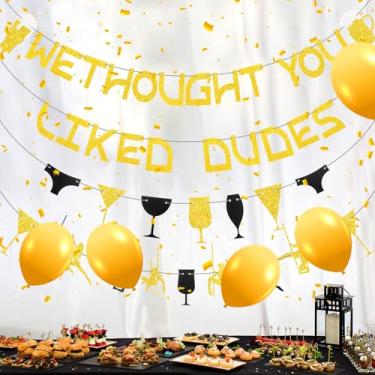 Imagem de Hillsuren Decorações engraçadas de despedida de solteiro Pole Dance Faixa de solteiro Glitter Tema Único Conjunto de Banner para Última Noite de Liberdade Lembranças de Aniversário Adultos (pensamos