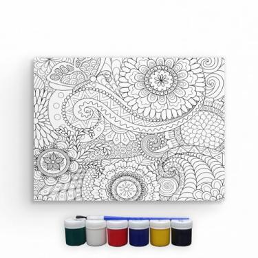 Imagem de Kit Tela Para Pintura Com Tinta E Pincel Canvas 20x30cm (Abstrato)