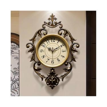 Imagem de HEBOIX Relógios de parede vintage, sala de estar, relógios de parede grandes antigos decorativos, relógio de parede digital retrô silencioso operado por bateria para quarto, cozinha, entrada,