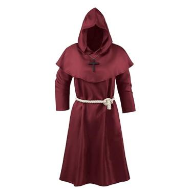 Imagem de KNELOR Fantasia Infantil De Frade Medieval Com Capuz, Monge Renascentista, Padre, Manto, Halloween Para