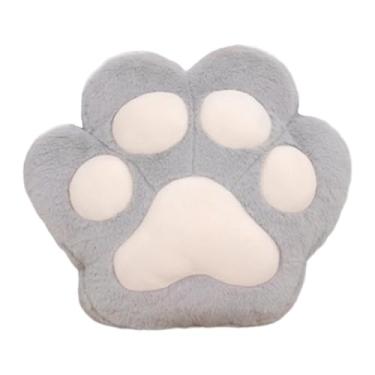 Imagem de predolo Almofada de sofá com pata de gato, cobertor e almofada de sofá com pata de gato para cama e aniversário, Cinza Azul