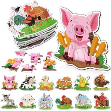 Imagem de Puzzle Blueweenly Farm Animals Halloween, pacote com 24 crianças, 12 c