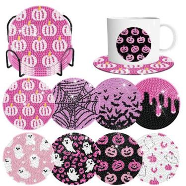 Imagem de Conjunto de porta-copos Denylo Pro Halloween Diamond Art Pink 8 unidad