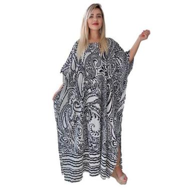 Imagem de Vestido Kaftan Indiano Longo Estampado Plus Size - Cod. 18069 - Aleci 
