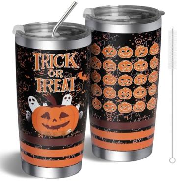 Imagem de Unipinkart Copo de Halloween de terror 590 ml com tampa e canudo, canecas de café de Halloween presente para mulheres, homens, amantes de filmes de terror