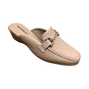 Imagem de Sapato Mule Piccadilly Feminino Anabela Confortável Social, Nude, 35