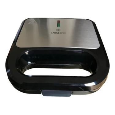 Imagem de Sanduicheira Eletrica Inox Grill Antiaderente 2 X 1 Obsedo Cor Preto, 