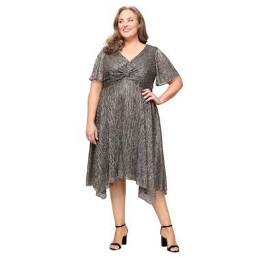 Imagem de S.L. Fashions Saia feminina midi Bodre com nó frontal e bainha pontiaguda, convidada de casamento, vestido de festa, Preto, dourado, 50