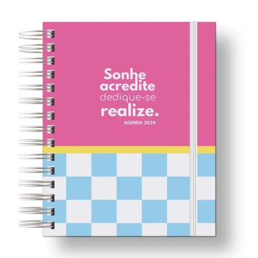 Imagem de Agenda 2024 Organize seu Ano/ Rosa Xadrez Azul