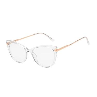 Imagem de Armação de Óculos Luz Azul Descanso Telas Feminino Estilo Gatinho Delicado (Transparente)