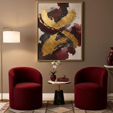 Imagem de Kit 02 Poltronas Curva Orgânica Nature Gaia Suede Bordô - Montanaris D