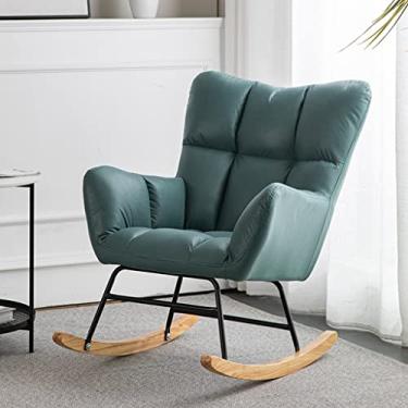 Imagem de UISLA Braço oscilante de tecido de meados do século, reclinável de lazer opcional multicolorido, ângulo de encosto de 105° único balanço, reclinável de sala de estar minimalista moderno, ferro de