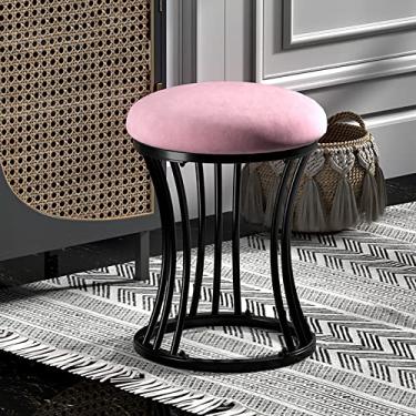 Imagem de Banqueta dobrável, banqueta multifuncional, banquinho macio acolchoado de flanela para apoio para os pés moderno, adequado para sala de estar, quarto, vestiário, porta, lua cheia verde (rosa)