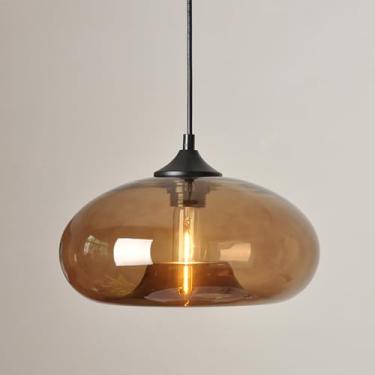 Imagem de KSSTEVNBD Luzes pendentes ilha de cozinha luminária de vidro soprado à mão moderna fazenda hall de entrada luz pendurada lustres de teto ajustável sala de jantar luminária pendente sobre mesa, soprado