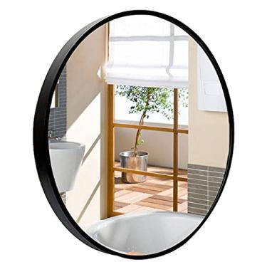 Imagem de Espelhos de banheiro espelho de vaidade para quarto espelho grande redondo de armação de metal montado na parede espelho de decoração contemporânea multiuso para espelho de parede doméstico (tamanho