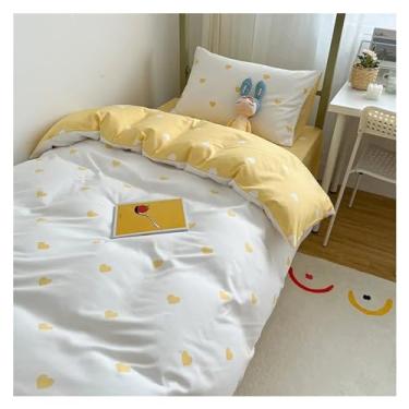 Imagem de Conjuntos de cama em forma de coração solteiro casal Queen capa de edredom fronha presente compatível com meninas (C 180 x 220 cm 4 peças)