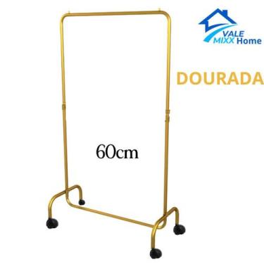 Imagem de Arara Desfile com Rodinhas 60cm Para Roupas Reforçada Altura Regulável