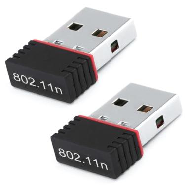 Imagem de FROYUIO Adaptador de rede sem fio 2 peças Mini USB Wi-Fi 150Mbps 802.11n 2.4GHz Plug & Play, sem necessidade de driver para Windows/Mac/Linux 2dBi antena desktop PC laptop