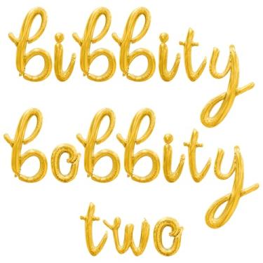 Imagem de Cursive Script Letter Balloons - BIBBITY BOBBITY TWO 16" Inch Alphabet Letters Foil Mylar Balloon 2nd Birthday Party Banner (Gold)