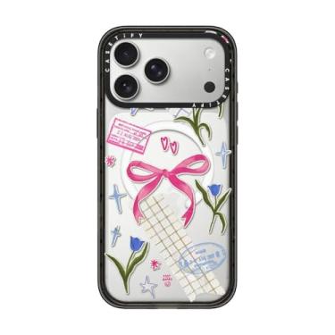 Imagem de CASETiFY Capa Impact para iPhone 17 Pro Max [fina/compatível com Magsafe/2,5 m. Proteção contra quedas de grau militar 4X] - Fitas e tulipas - Preto transparente