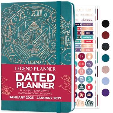 Imagem de Legend Planner Jan de 2023 a janeiro de 2024 Planejador semanal e mensal datado para atingir seus objetivos, aumentar a produtividade e viver mais feliz. Caderno organizador e diário de produtividade. Capa dura A5 - azul-petróleo escuro