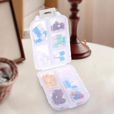 Imagem de Caixa de comprimidos portátil com 10 compartimentos, caixa de armazenamento de pílulas, recipiente diário para viagem, dobrável, pequena caixa de remédios para bolsa, vitamina óleo de peixe