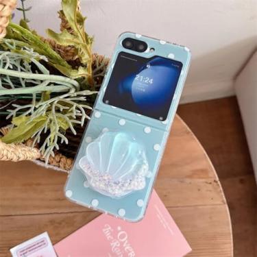 Imagem de Capa para Galaxy Z Flip6 com suporte magnético e bolinhas simples (para Galaxy Z Flip6/azul com suporte)